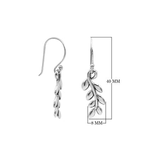 Wholesale Sterling Silver Delicate Leaf Branch Drop Earrings With Polished Finish And Balinese Craftsmanship