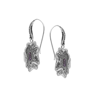 Wholesale Sterling Silver Starburst Filigree Amethyst Quartz Drop Earrings With Oxidized Finish And Balinese Craftsmanship