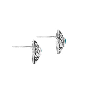 Wholesale Sterling Silver Marquise Blue Topaz Quartz Stud Earrings With Bali Scroll Detailing Handcrafted In Bali
