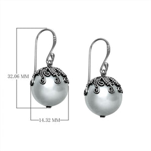 Wholesale Sterling Silver Dome Drop Earrings With Mabe Pearl Accents