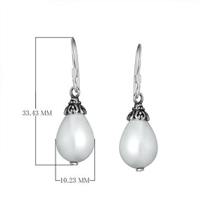 Wholesale Sterling Silver Teardrop Drop Earrings With Mabe Pearl Accents
