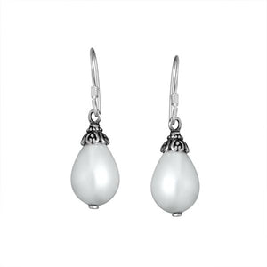 Wholesale Sterling Silver Teardrop Drop Earrings With Mabe Pearl Accents