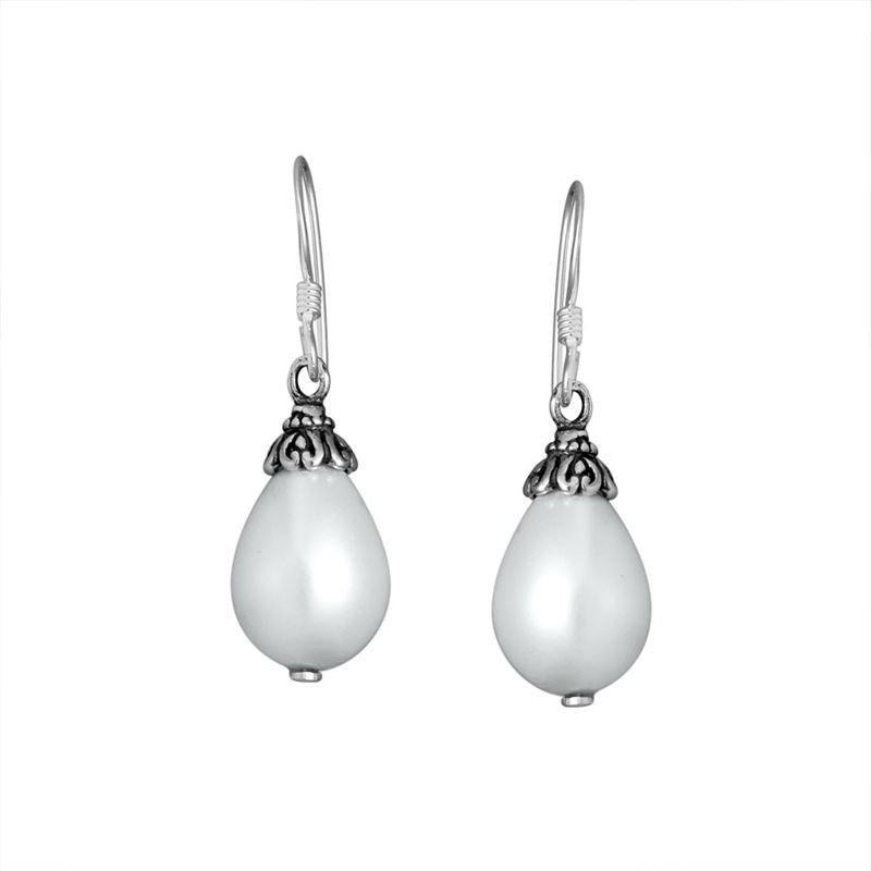 Wholesale Sterling Silver Teardrop Drop Earrings With Mabe Pearl Accents