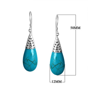 Wholesale Sterling Silver Teardrop Earrings With Turquoise Shell And Cone Cap