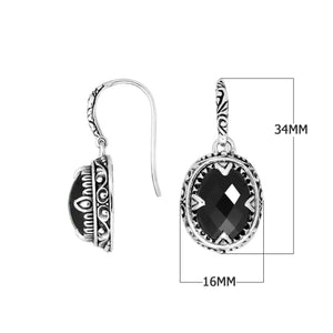 Sterling silver oval drop earrings with Black Onyx and bold oxidized silver detailing for wholesale collections.