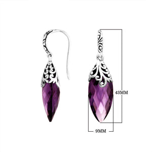 Wholesale Sterling Silver Filigree Marquise Drop Earrings With Amethyst Quartz