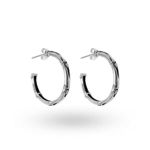 Wholesale Sterling Silver Bamboo Texture Half-Hoop Earrings With High Polish Finish