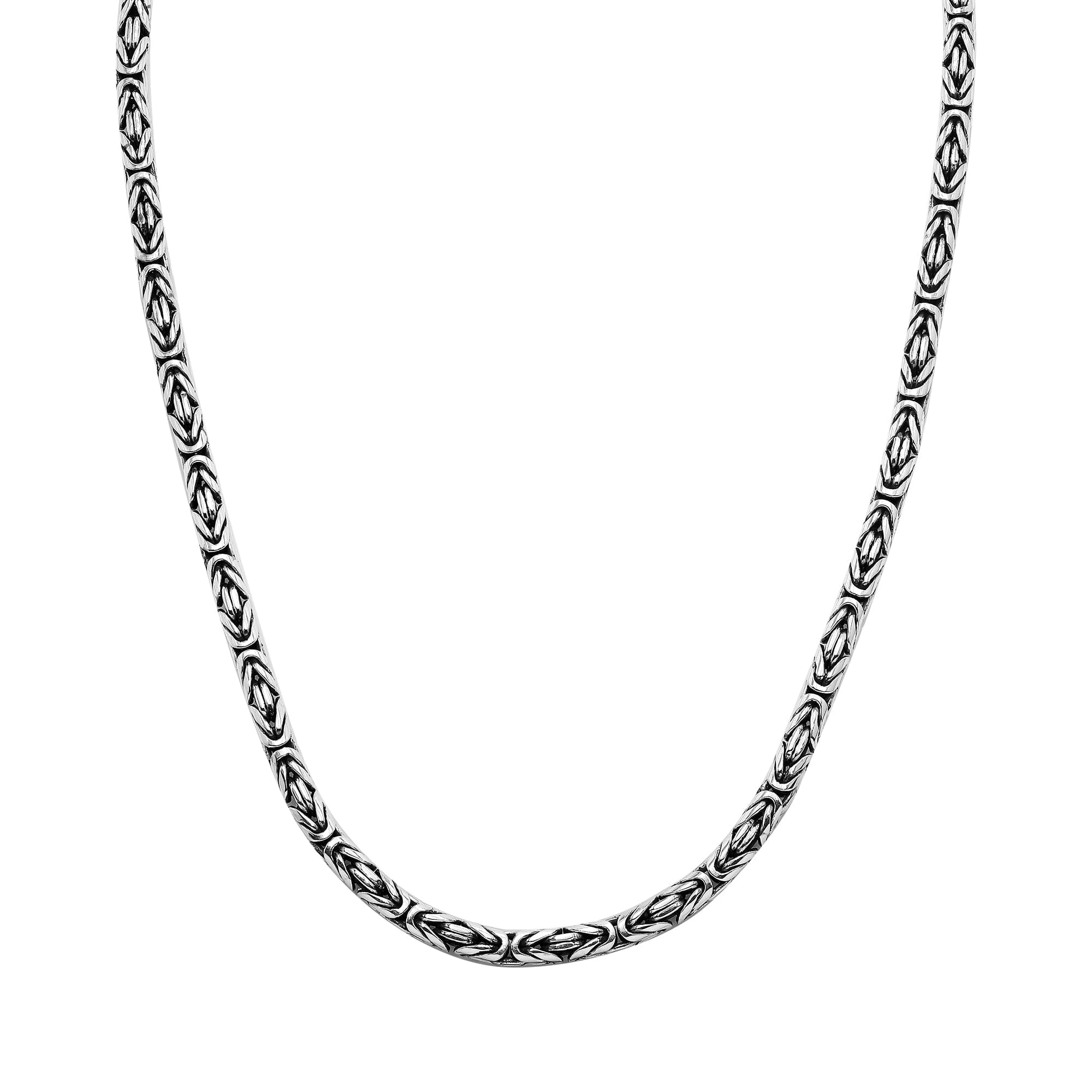 Sterling silver 8mm Balinese chain necklace with handwoven design and hook clasp