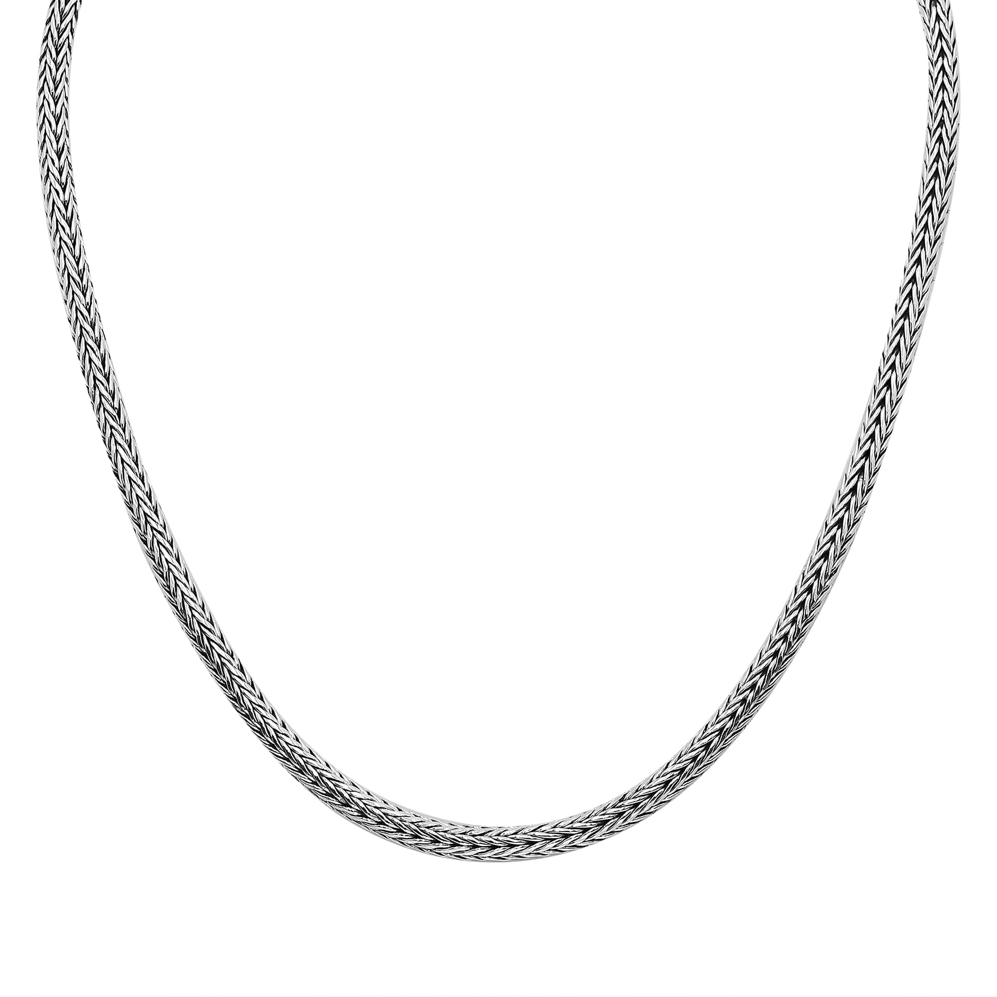 Sterling silver 4MM Tulang Naga chain necklace, handcrafted unisex Bali jewelry wholesale