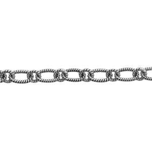 Sterling silver textured rope link chain necklace with toggle clasp.