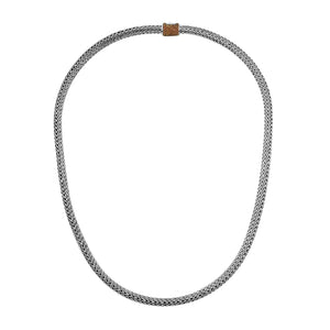 Wholesale sterling silver woven chain necklace with citrine quartz accent, handcrafted in Bali