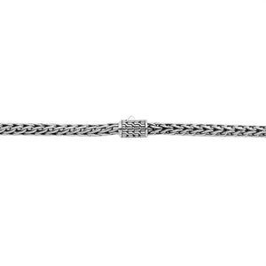 Wholesale sterling silver woven chain necklace with artisan box clasp and oxidized-polished finish, handcrafted in Bali.
