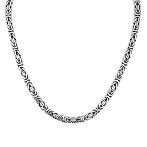 Wholesale 6MM sterling silver Byzantine square chain with lobster clasp, handcrafted Balinese design.