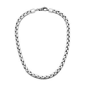 Wholesale 5 MM Sterling Silver flat-link chain with lobster lock, handcrafted in Bali.