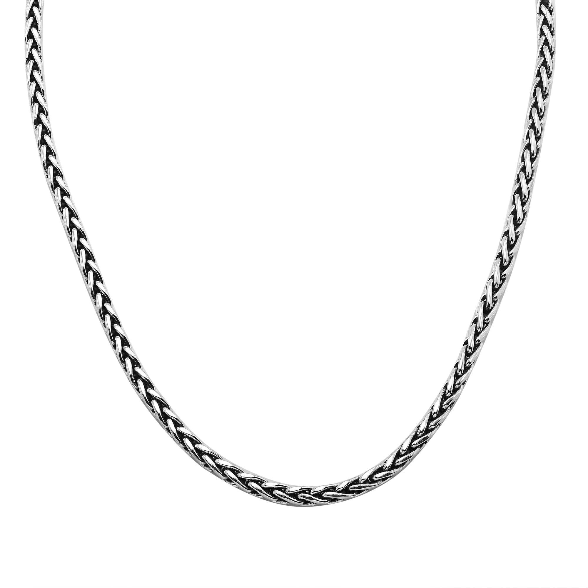 Wholesale 4 MM Sterling Silver round woven chain with lobster lock, handcrafted in Bali.