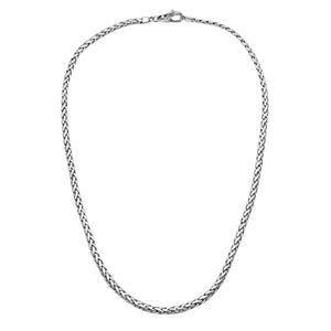 925 Sterling Silver 3x5MM woven chain necklace with lobster lock clasp handcrafted in Bali