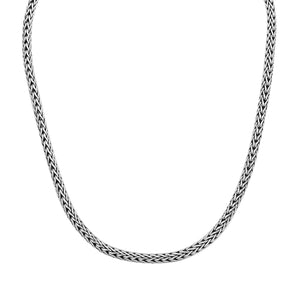 925 Sterling Silver 4MM woven chain necklace with lobster lock clasp handcrafted in Bali