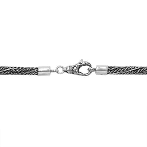 925 Sterling Silver 5MM woven chain necklace with lobster lock clasp handcrafted in Bali