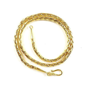 18K Gold Overlay 3MM Bali Wheat Chain Necklace with Hook Lock wholesale jewelry
