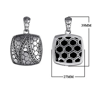 Wholesale sterling silver square pendant with honeycomb Bali design, handcrafted 925 silver jewelry for bulk orders