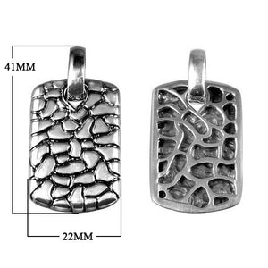 Wholesale sterling silver rectangle pendant with handcrafted textured Bali design, 925 silver artisan jewelry for bulk orders