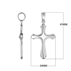 Wholesale sterling silver cross pendant with classic flared-arm design and high-polish finish, handcrafted in Bali.