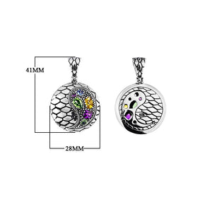 Wholesale sterling silver Yin Yang pendant with peridot, citrine, blue topaz, and amethyst quartz.