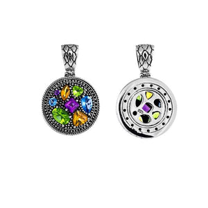 Wholesale sterling silver Yin Yang pendant with peridot, citrine, blue topaz, and amethyst quartz.