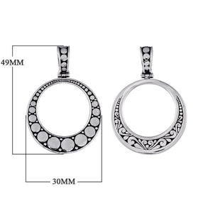 Sterling silver round pendant with dotted design, wholesale plain silver jewelry from Indonesia