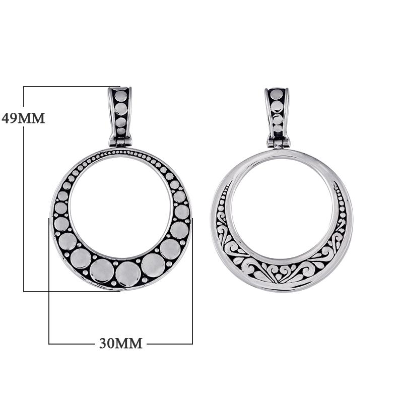 Sterling silver round pendant with dotted design, wholesale plain silver jewelry from Indonesia