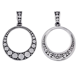 Sterling silver round pendant with dotted design, wholesale plain silver jewelry from Indonesia