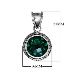 Sterling Silver Green Quartz Pendant with rope detailing handcrafted in Bali