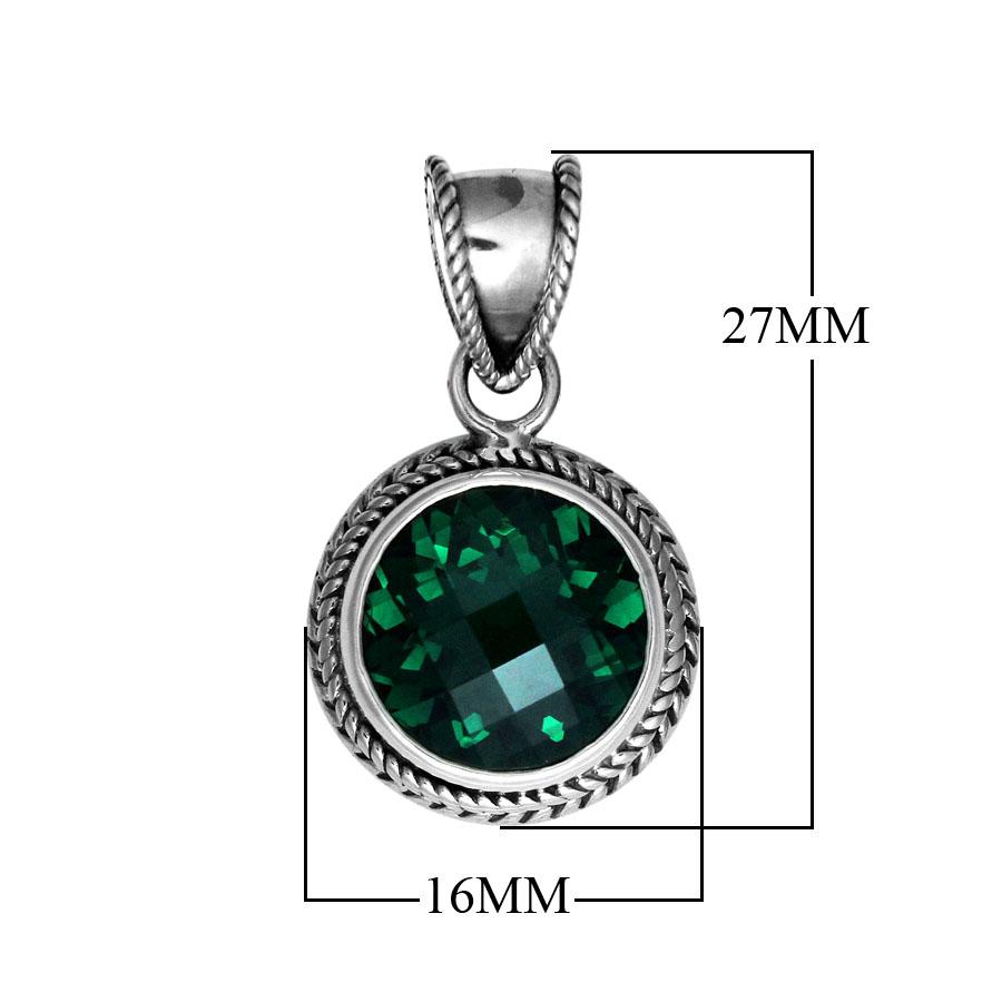 Sterling Silver Green Quartz Pendant with rope detailing handcrafted in Bali