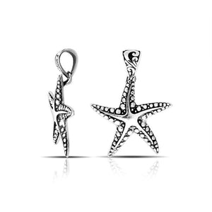 Wholesale sterling silver starfish pendant with oxidized dotted design, handcrafted in Bali.