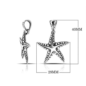 Wholesale sterling silver starfish pendant with oxidized dotted design, handcrafted in Bali.