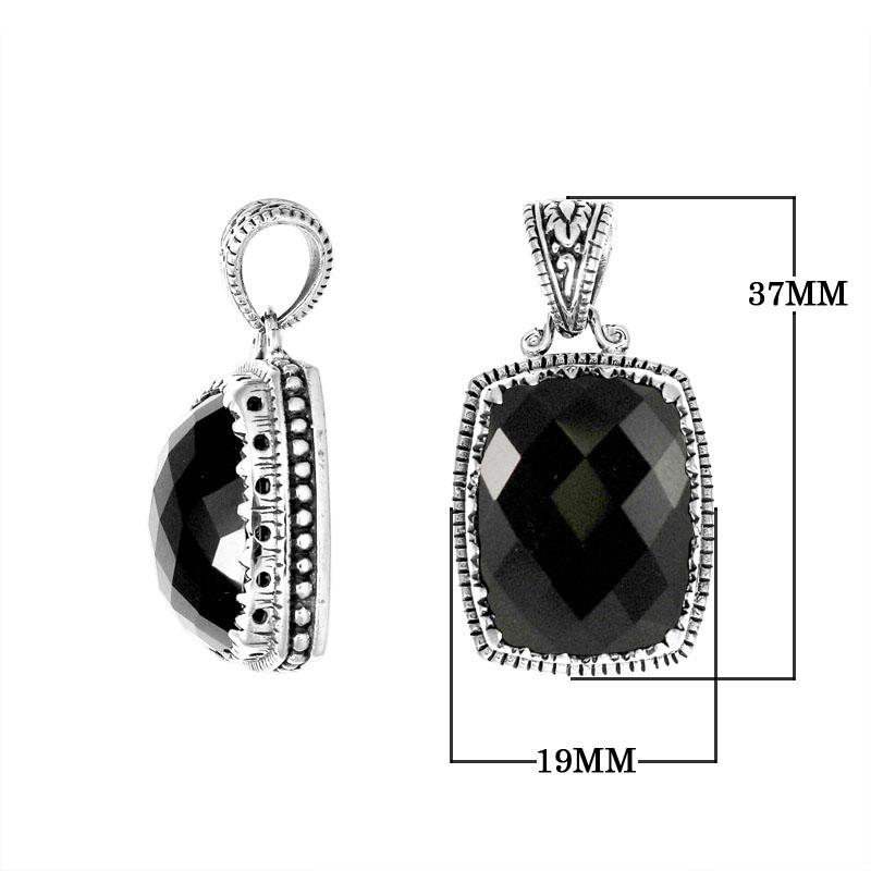 Black Onyx 925 Sterling Silver Pendant with ornate handcrafted Bali design