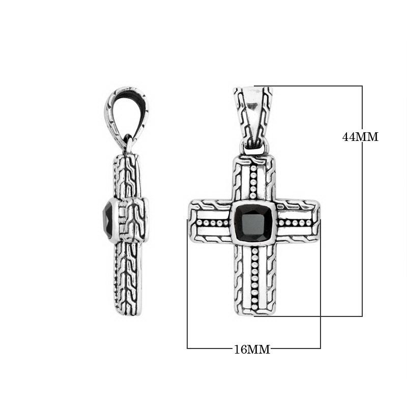 925 silver cross pendant with black onyx centerpiece for wholesale.