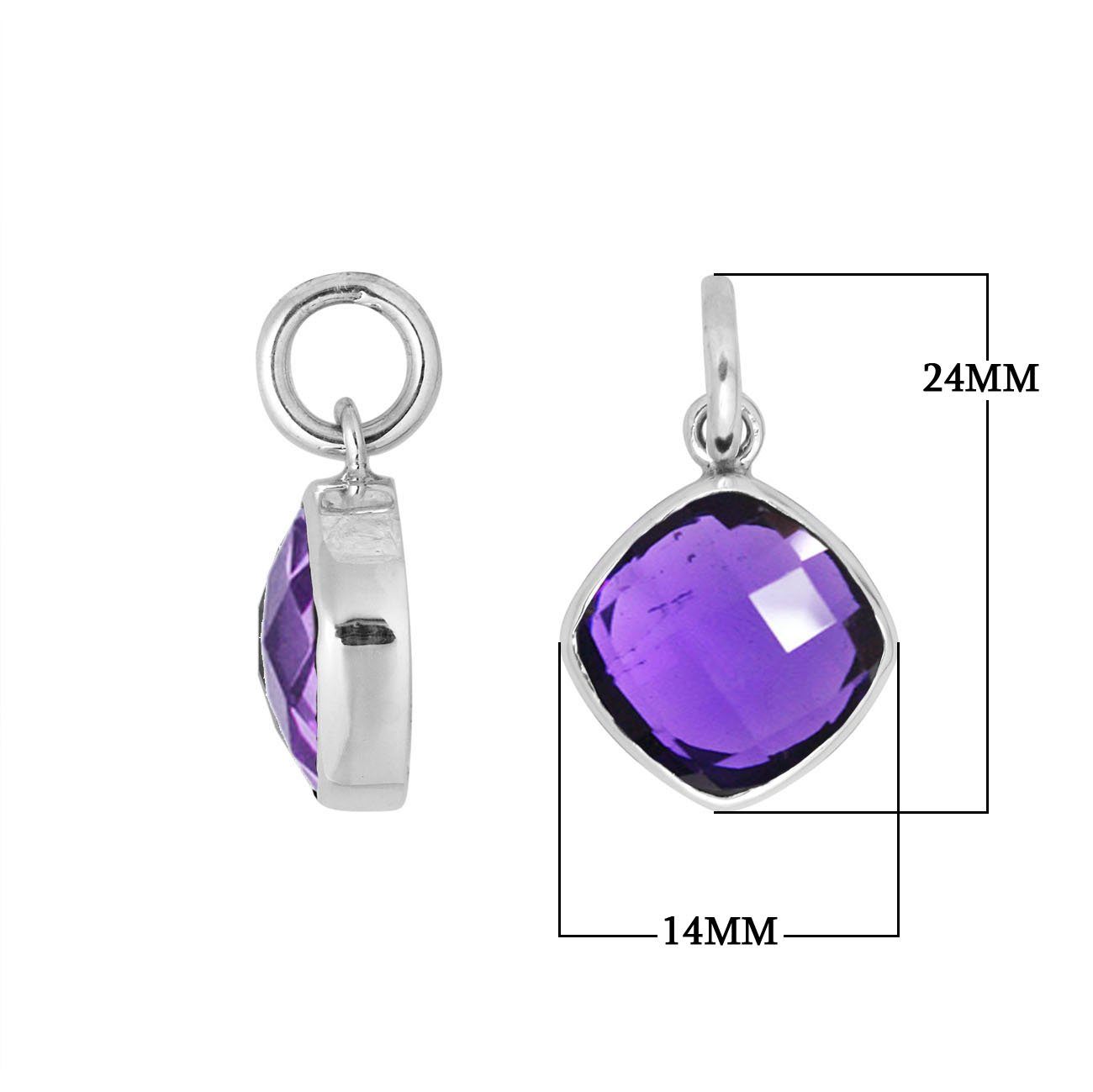 Wholesale sterling silver pendant with cushion-cut Amethyst Quartz.