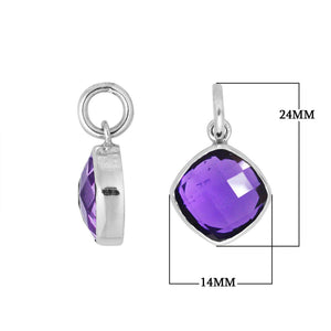 Wholesale sterling silver pendant with cushion-cut Amethyst Quartz.