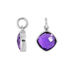 Wholesale sterling silver pendant with cushion-cut Amethyst Quartz.