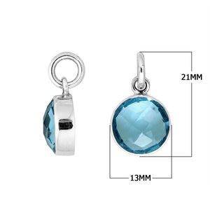 Blue Topaz Quartz 925 silver round-cut pendant for wholesale jewelry orders