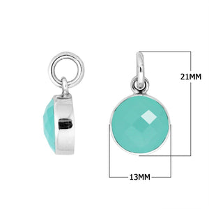 Green Chalcedony Quartz 925 silver round-cut pendant for wholesale jewelry orders
