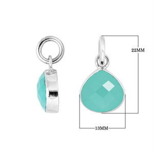 Green Chalcedony Quartz 925 silver teardrop-cut pendant for wholesale jewelry orders
