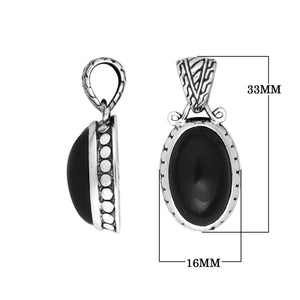 Black Onyx 925 Silver Oval Pendant With Antique Bali Design For Wholesale Jewelry Orders