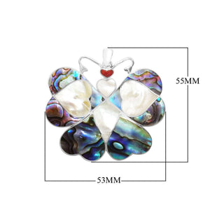 Abalone Shell, Coral, And Mother Of Pearl 925 Silver Butterfly Pendant For Wholesale