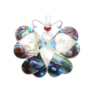 Abalone Shell, Coral, And Mother Of Pearl 925 Silver Butterfly Pendant For Wholesale