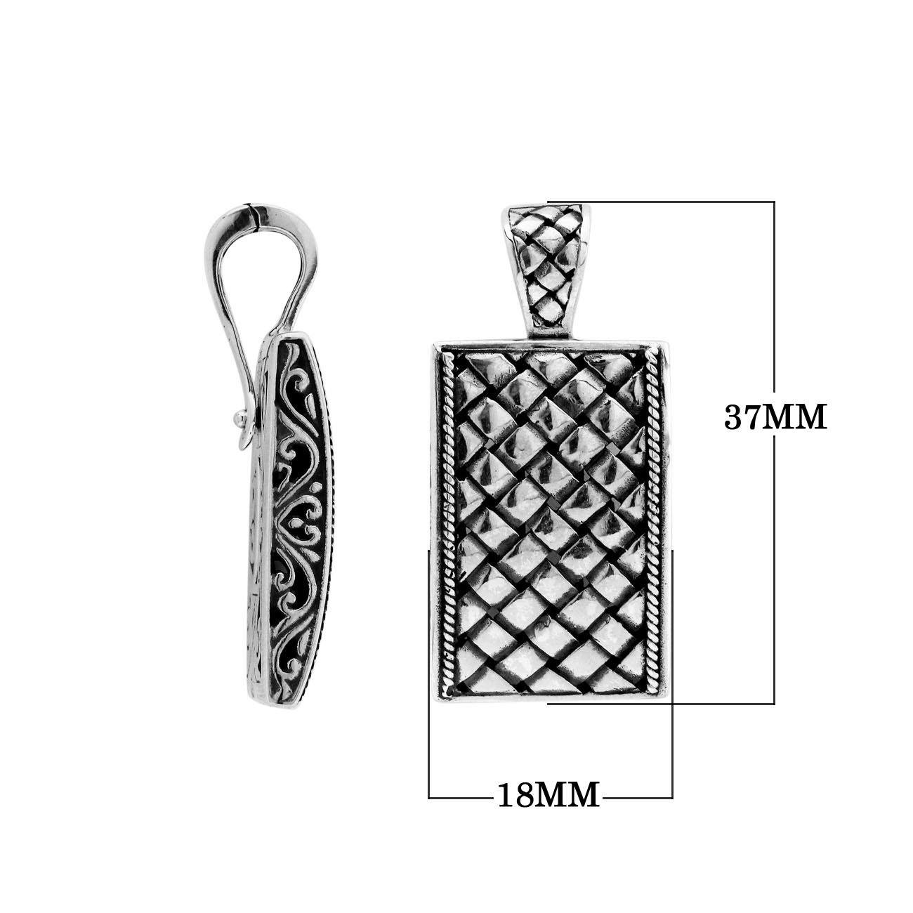 925 Sterling Silver Textured Rectangle Pendant For Wholesale