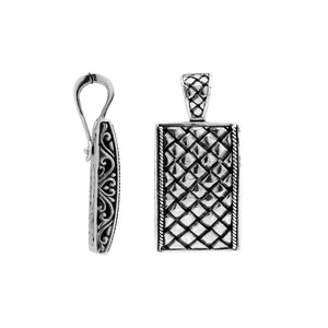 925 Sterling Silver Textured Rectangle Pendant For Wholesale