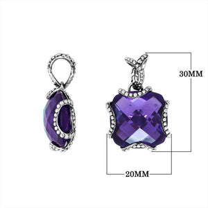 925 Sterling Silver Amethyst Quartz Cross Shape Beaded Edge Pendant For Wholesale