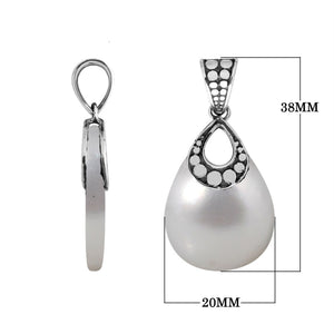 925 Sterling Silver Mother Of Pearl Teardrop Shape Dot Design Pendant For Wholesale